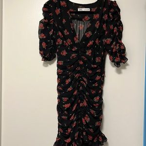 Zara Ruched Floral Dress